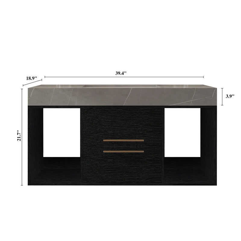 39.4 Inches Single Contemporary Floating Bathroom Vanity by HouseOfZazla