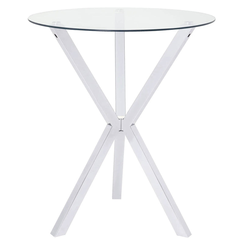 Denali Round 35-inch Glass Top Bistro Bar Table Chrome by Unique Piece Furniture
