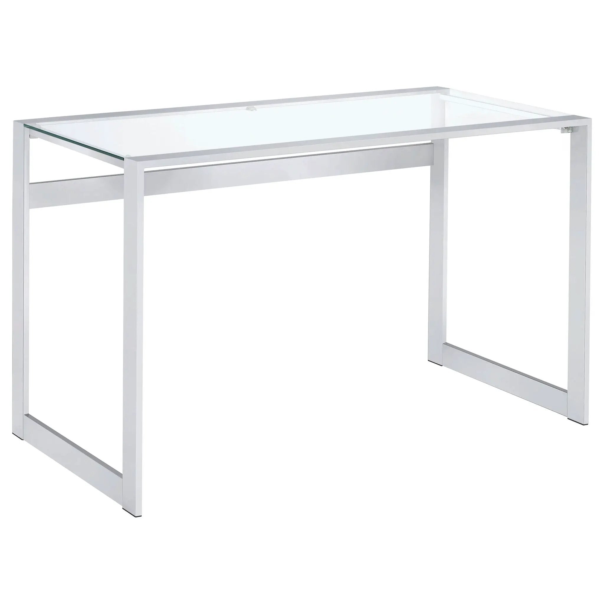 Hartford 47-inch Glass Top Writing Desk Chrome by Unique Piece Furniture