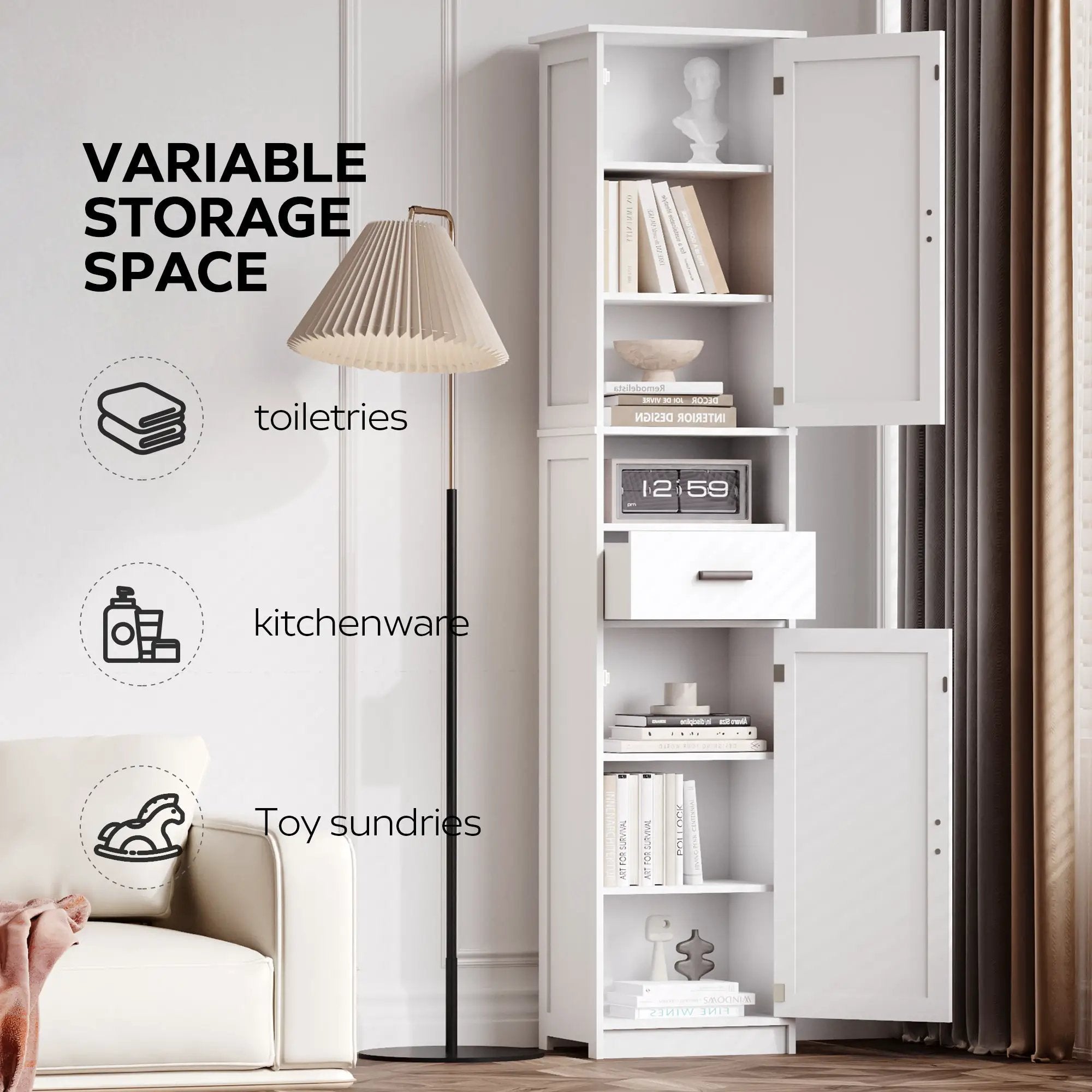 69" H Tall Bathroom Storage Cabinet with 2 Barn Doors and 1 Drawer by HouseOfZazla