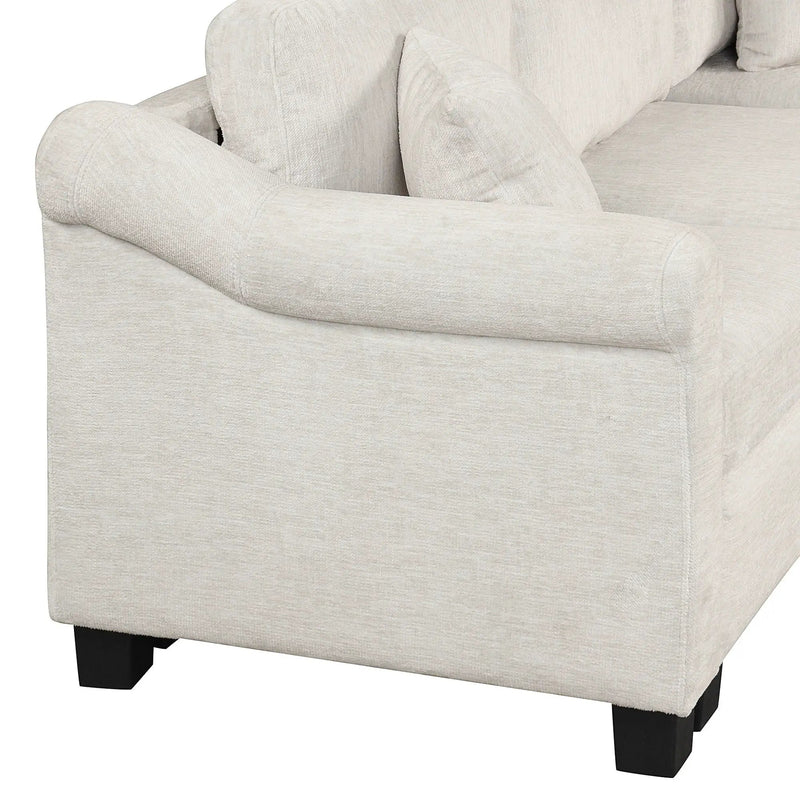 Contemporary U - Shaped Sectional Sofa With Movable Storage Ottoman