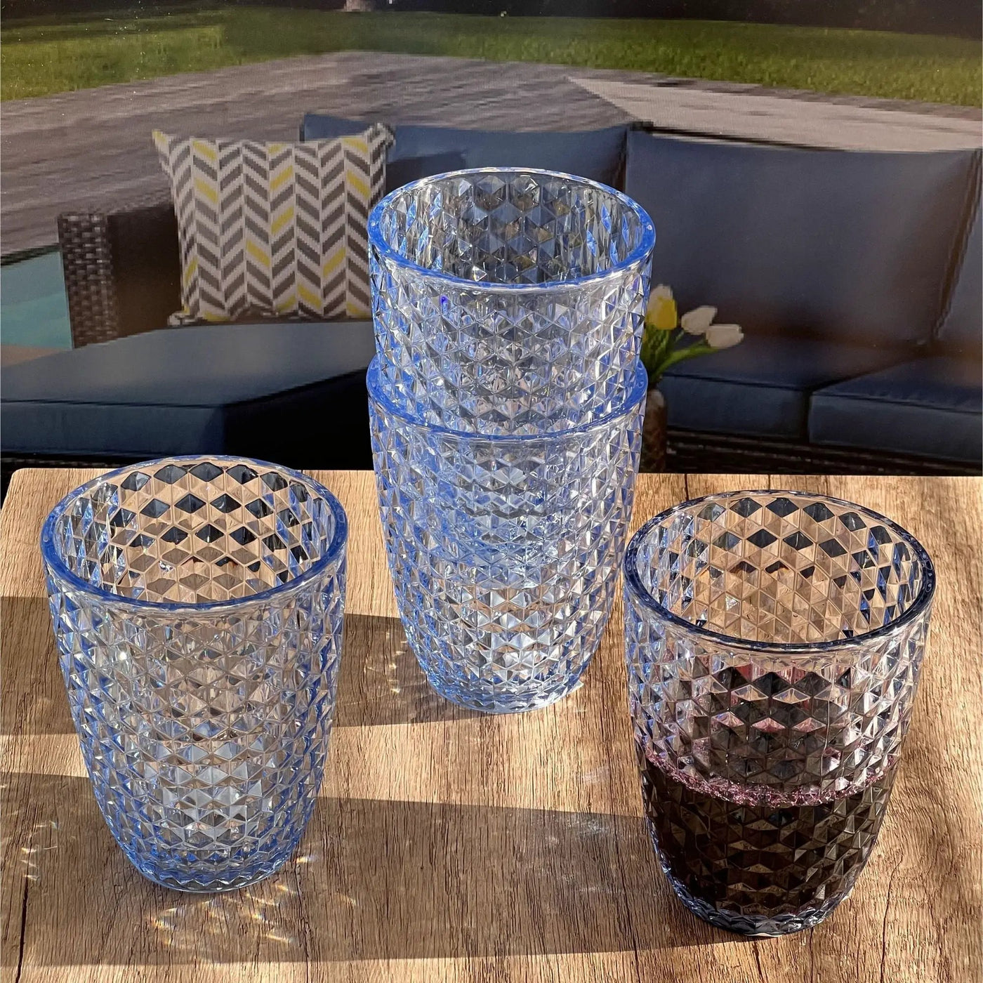 Leading Ware Diamond Cut Acrylic Glasses Drinking (Set of 4) by HouseOfZazla