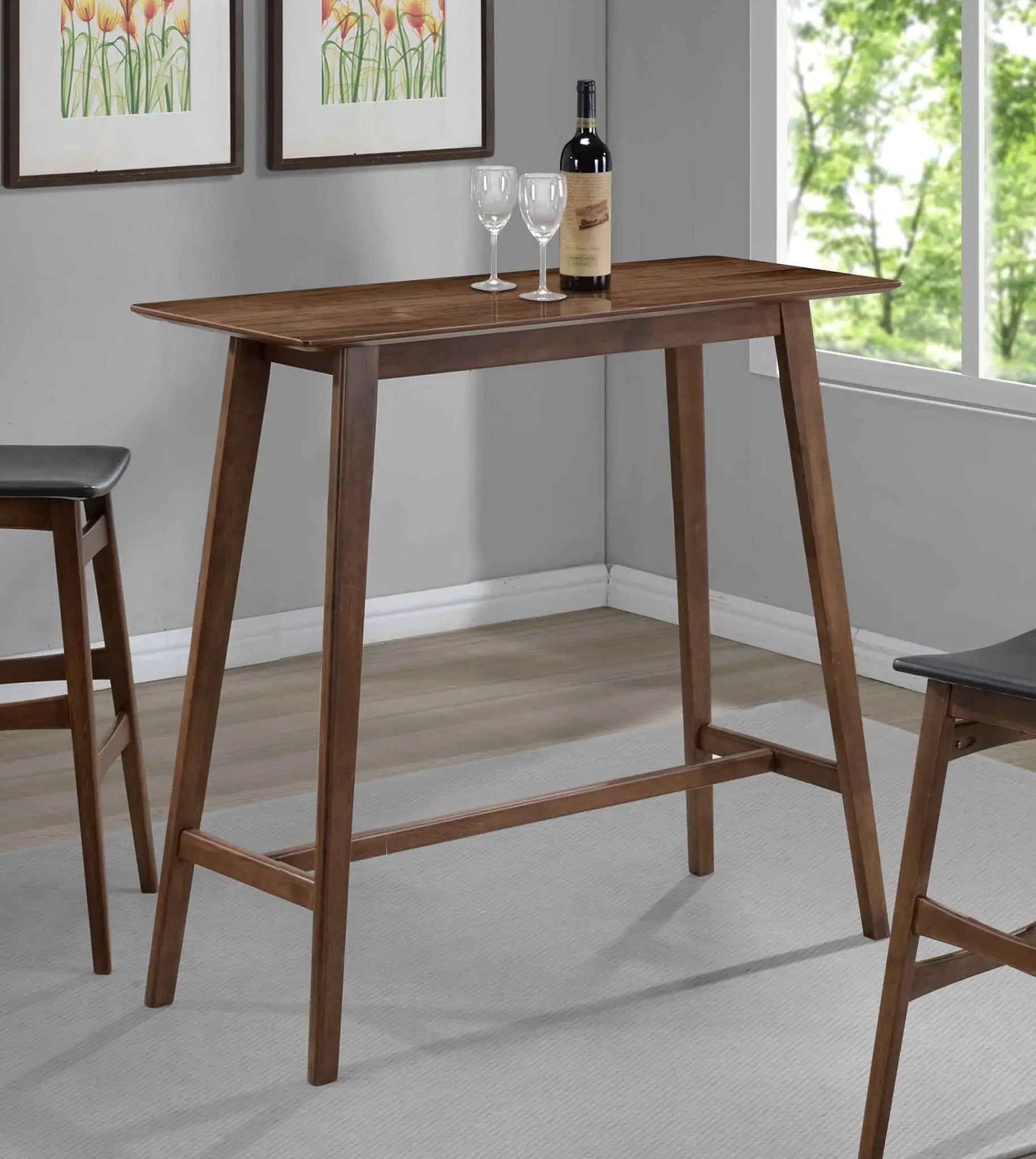 Finnick Rectangular 47-inch Pub Height Bar Table Walnut by Unique Piece Furniture