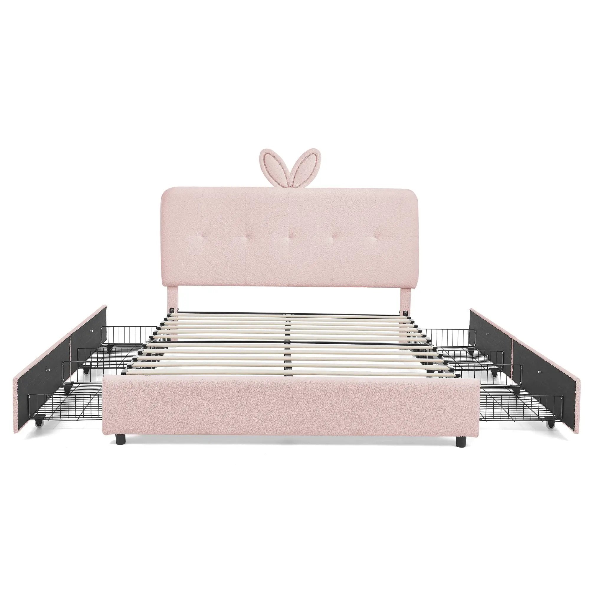 Full Size Kids Upholstered Bed with Oversized Rabbit Ear Headboard by HouseOfZazla