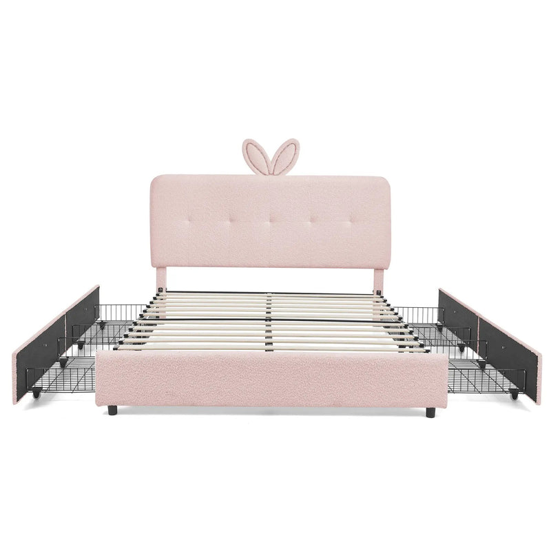 Full Size Kids Upholstered Bed with Oversized Rabbit Ear Headboard by HouseOfZazla