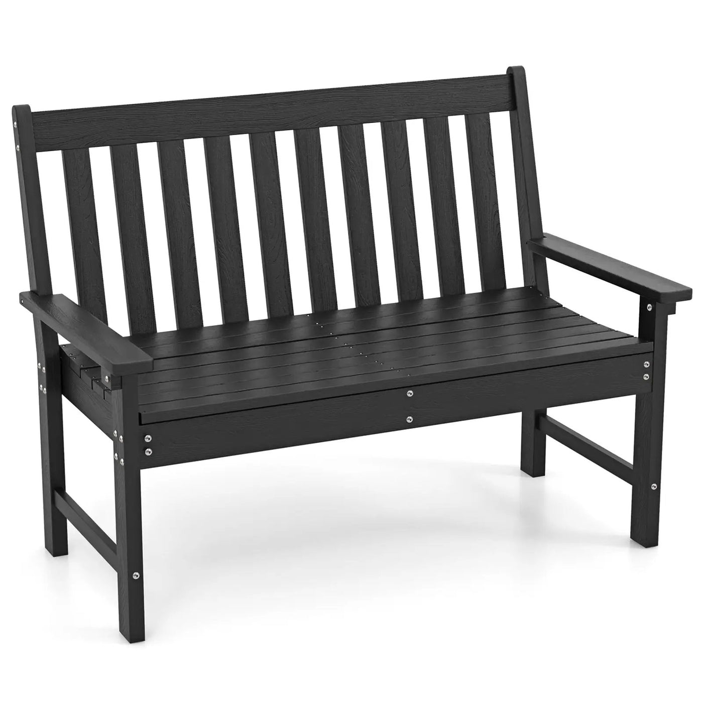 52 Inch All-Weather HDPE Outdoor Bench with Backrest and Armrests by DirectDeals