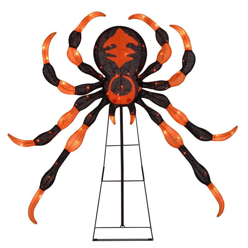 52 Inch Halloween Spider Decoration with 16 Flickering Warm White LEDs by DirectDeals