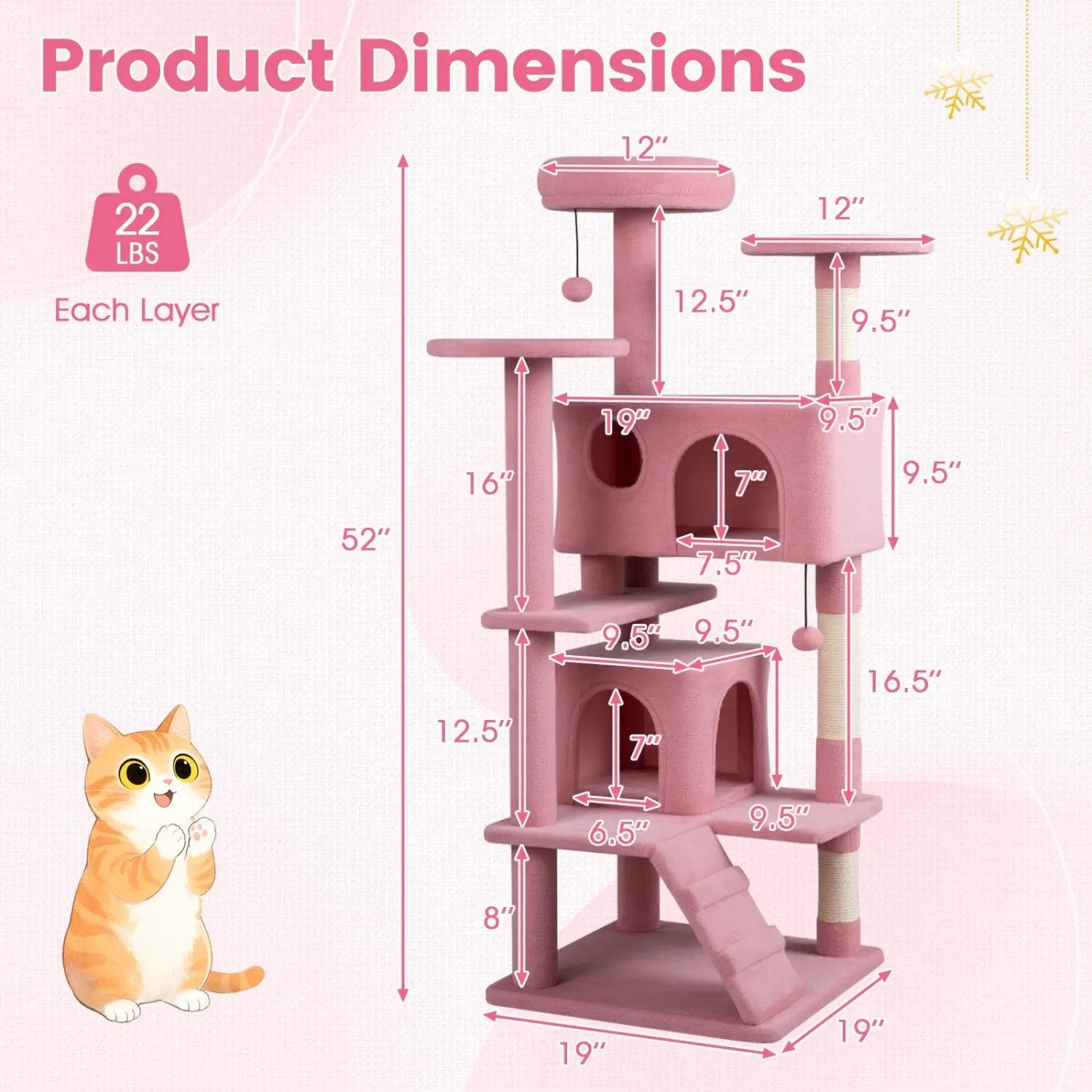 52 Inch Tall Cat Tree Tower for Indoor Cats by DirectDeals