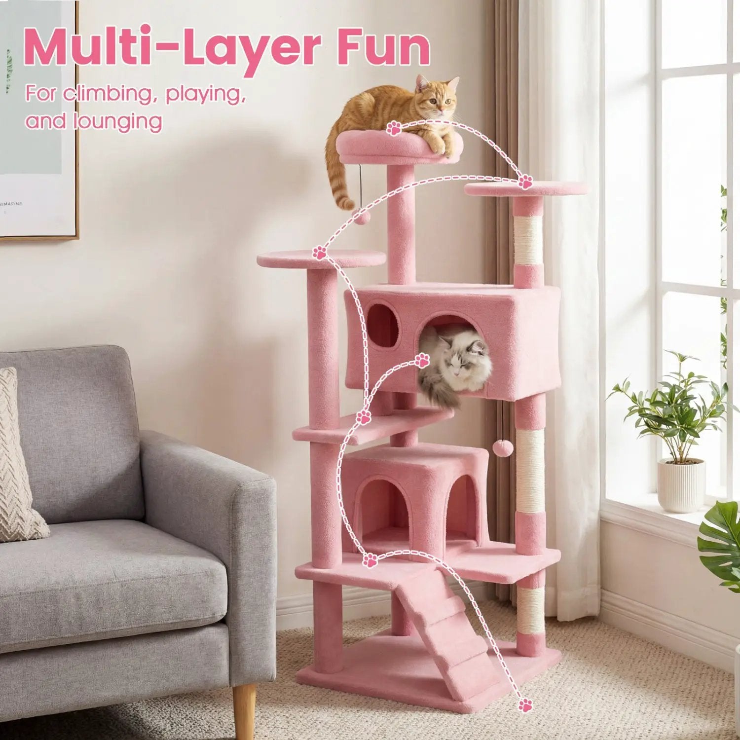 52 Inch Tall Cat Tree Tower for Indoor Cats by DirectDeals
