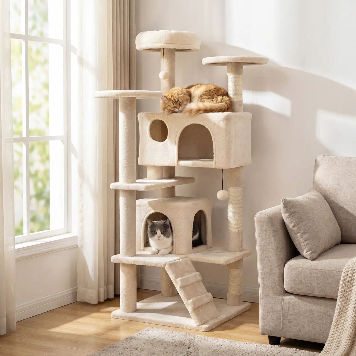 52 Inch Tall Cat Tree Tower for Indoor Cats by DirectDeals