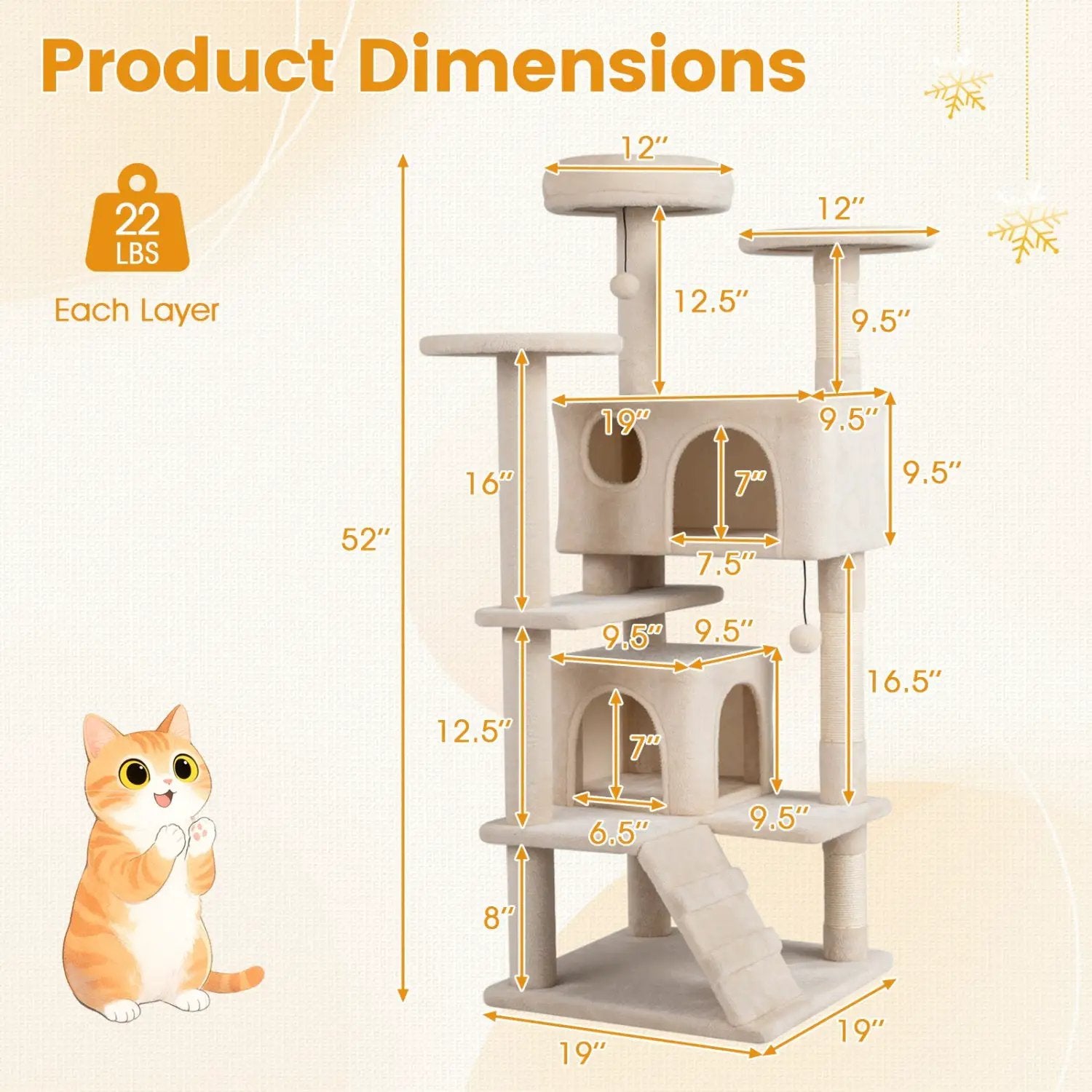 52 Inch Tall Cat Tree Tower for Indoor Cats by DirectDeals