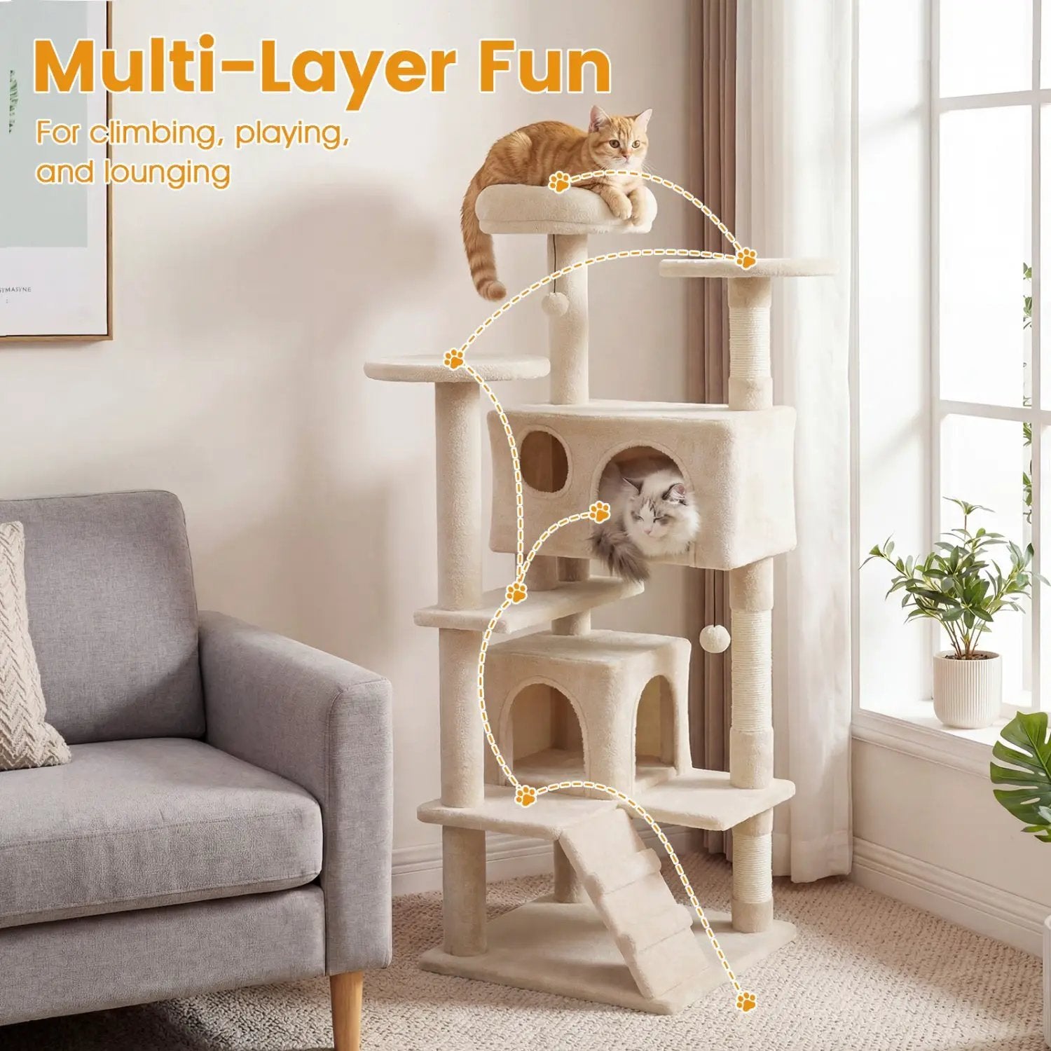 52 Inch Tall Cat Tree Tower for Indoor Cats by DirectDeals