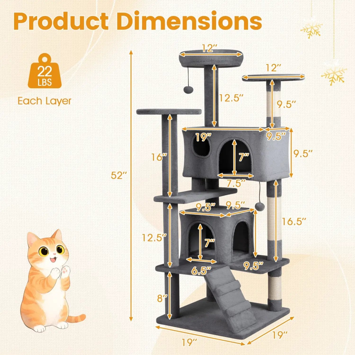 52 Inch Tall Cat Tree Tower for Indoor Cats by DirectDeals