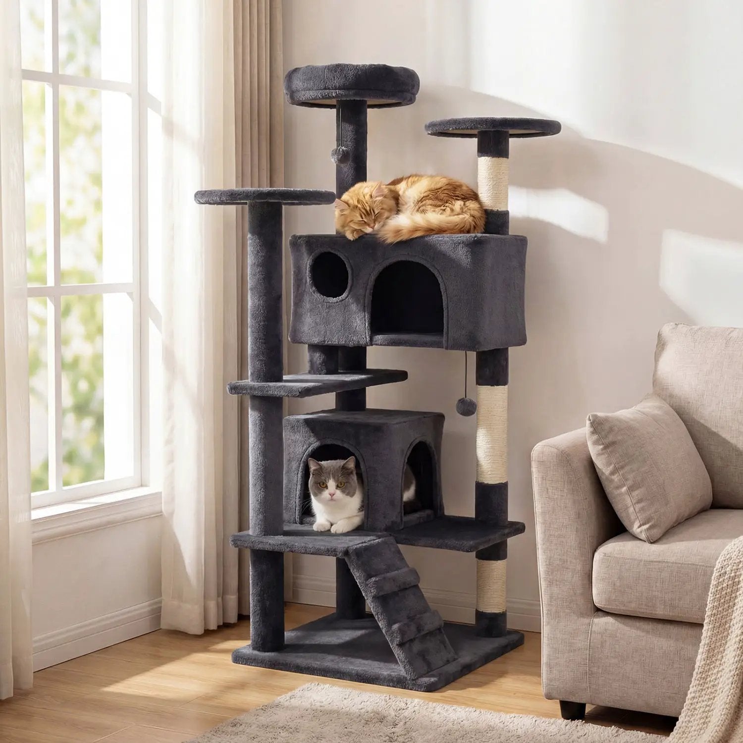 52 Inch Tall Cat Tree Tower for Indoor Cats by DirectDeals