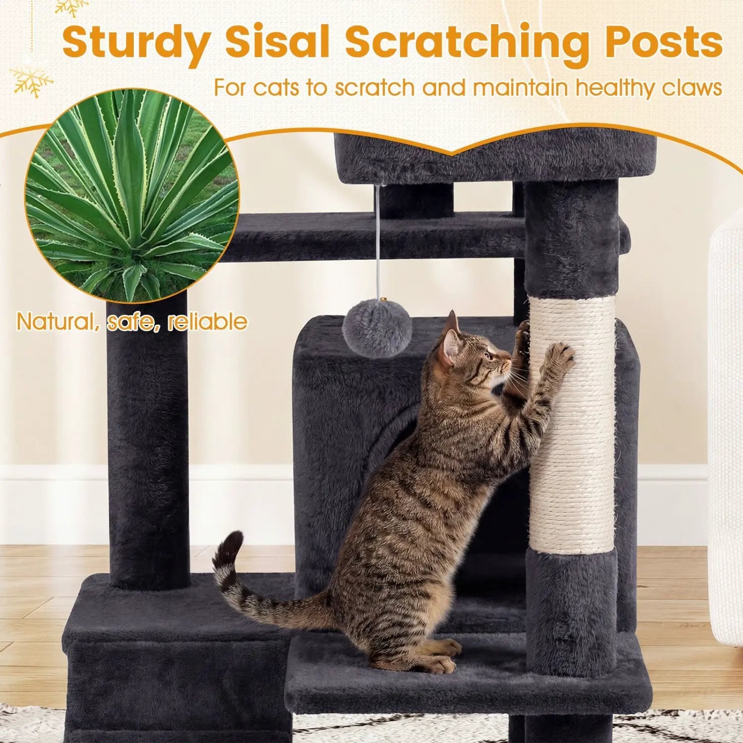 52 Inch Tall Cat Tree Tower for Indoor Cats by DirectDeals