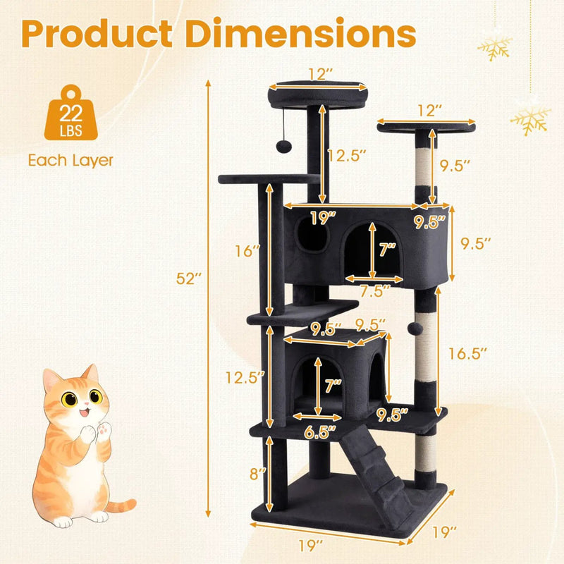 52 Inch Tall Cat Tree Tower for Indoor Cats by DirectDeals