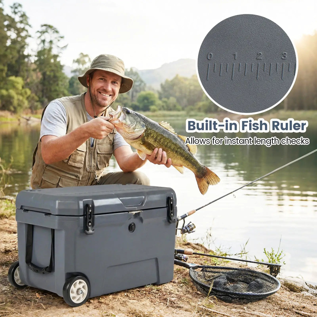 52 Quart Portable Hard Cooler with 6-Day Ice Retention and Wheels by DirectDeals