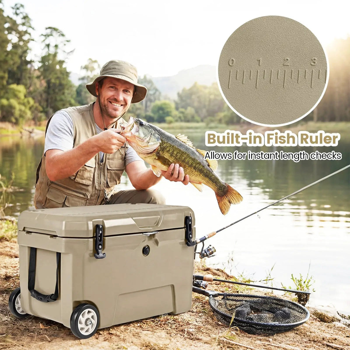 52 Quart Portable Hard Cooler with 6-Day Ice Retention and Wheels by DirectDeals