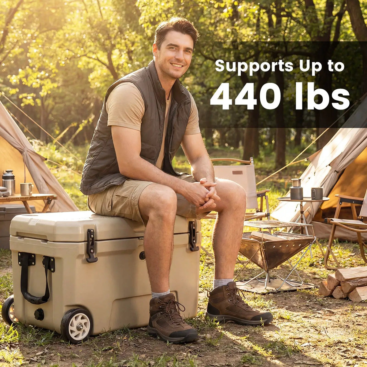 52 Quart Portable Hard Cooler with 6-Day Ice Retention and Wheels by DirectDeals