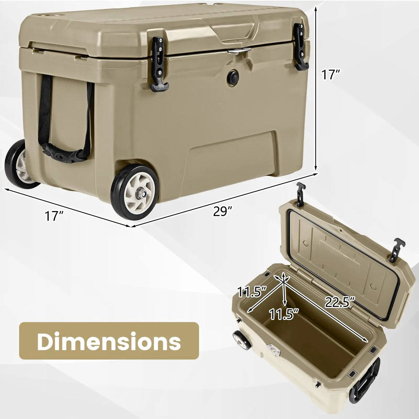 52 Quart Portable Hard Cooler with 6-Day Ice Retention and Wheels by DirectDeals