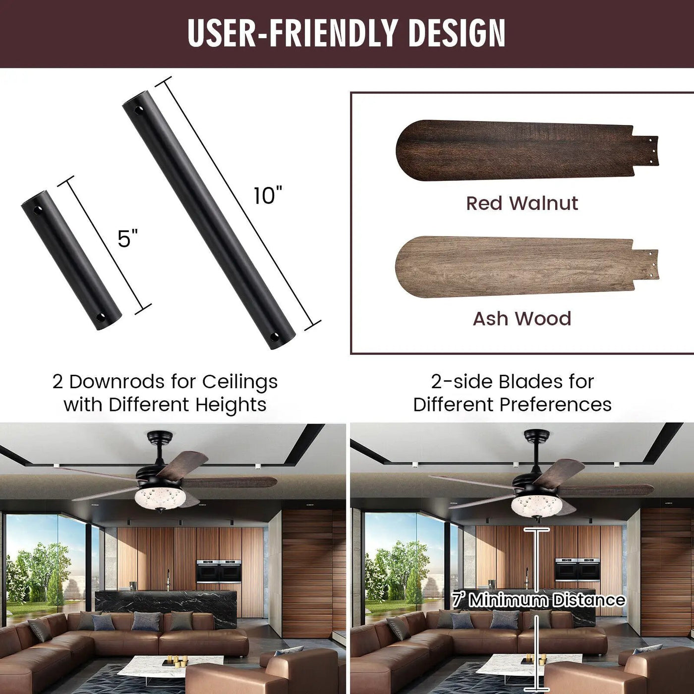 52 Inches Ceiling Fan with Remote Control by DirectDeals
