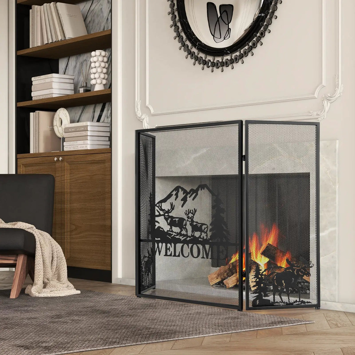 52 x 31 Inch Fireplace Screen by DirectDeals