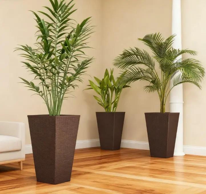 Outdoor Flower Plant Pots, Set of 3 Tall Planters with Drainage Hole by HouseOfZazla