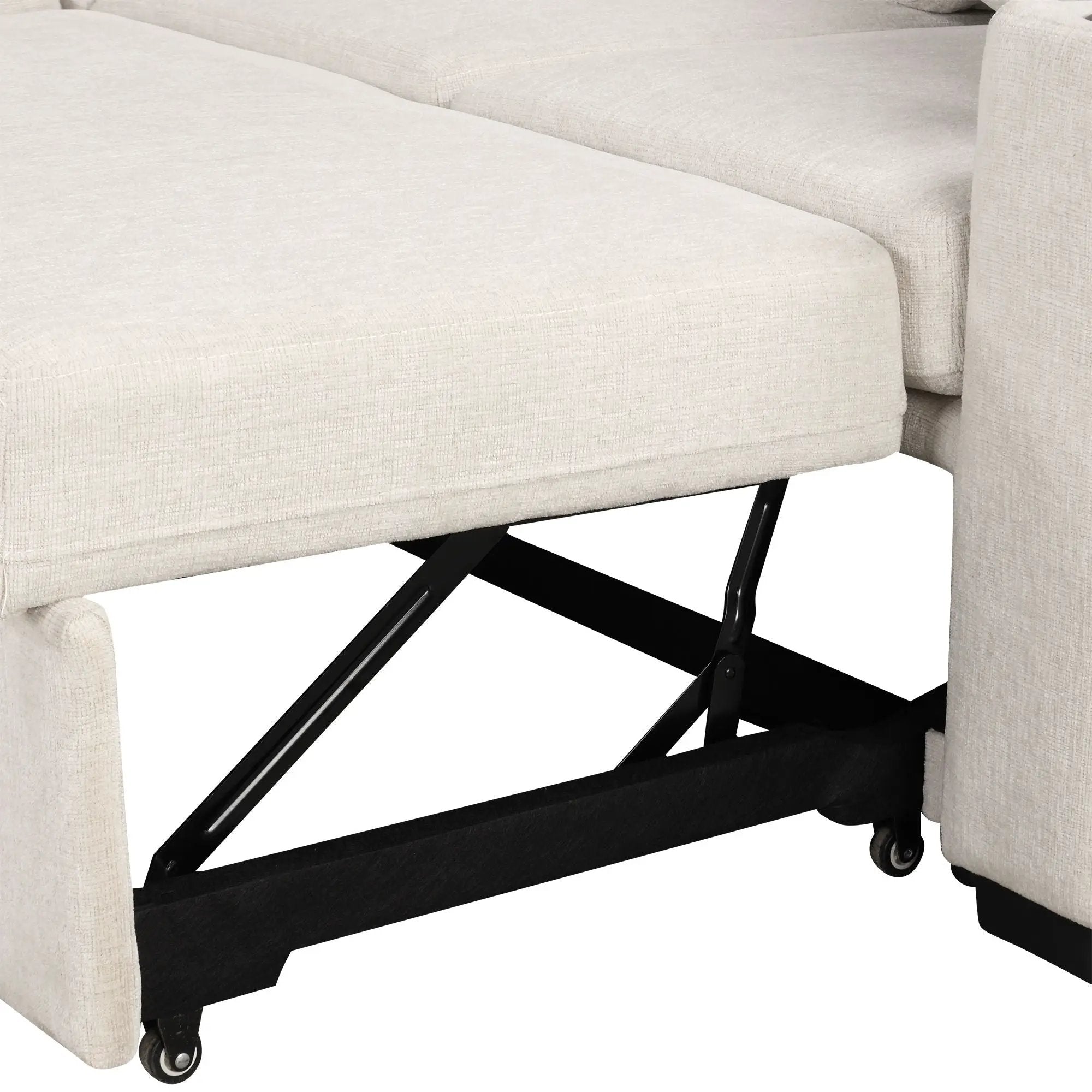 Modern U-Shaped Sectional Sofa Convertible Pull-Out Sofa Bed With USB Ports And Cup Holders