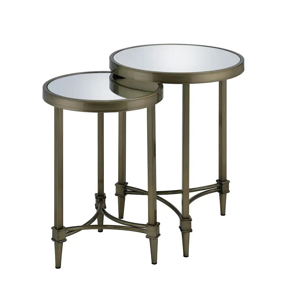 Aditya - Nesting Table - Mirrored & Antique Brass by Unique Piece Furniture