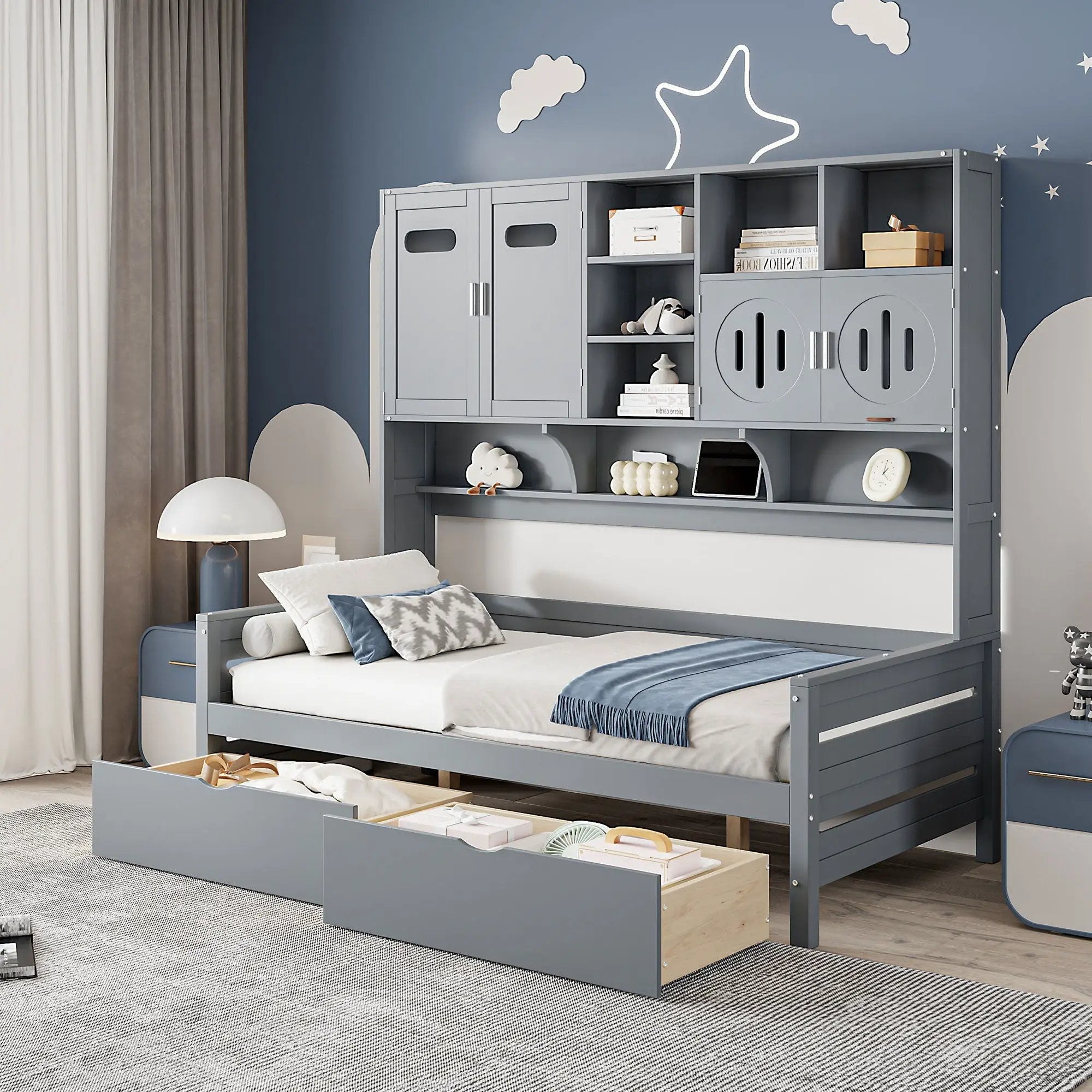 Daybed With All-In-One Cabinet And Shelf by HouseOfZazla