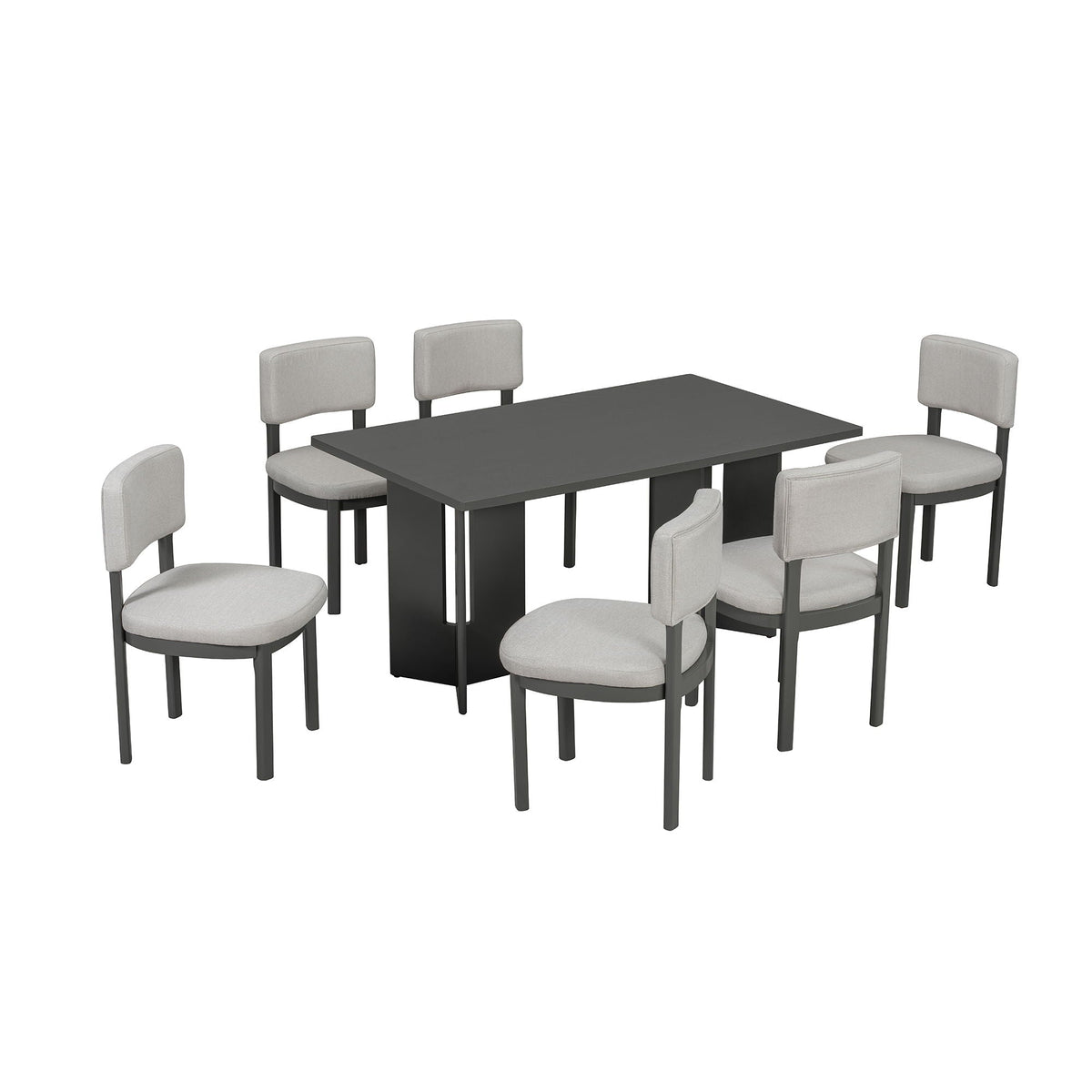 Dining Table Set With 6 Upholstered Chairs, photo 2 of 33