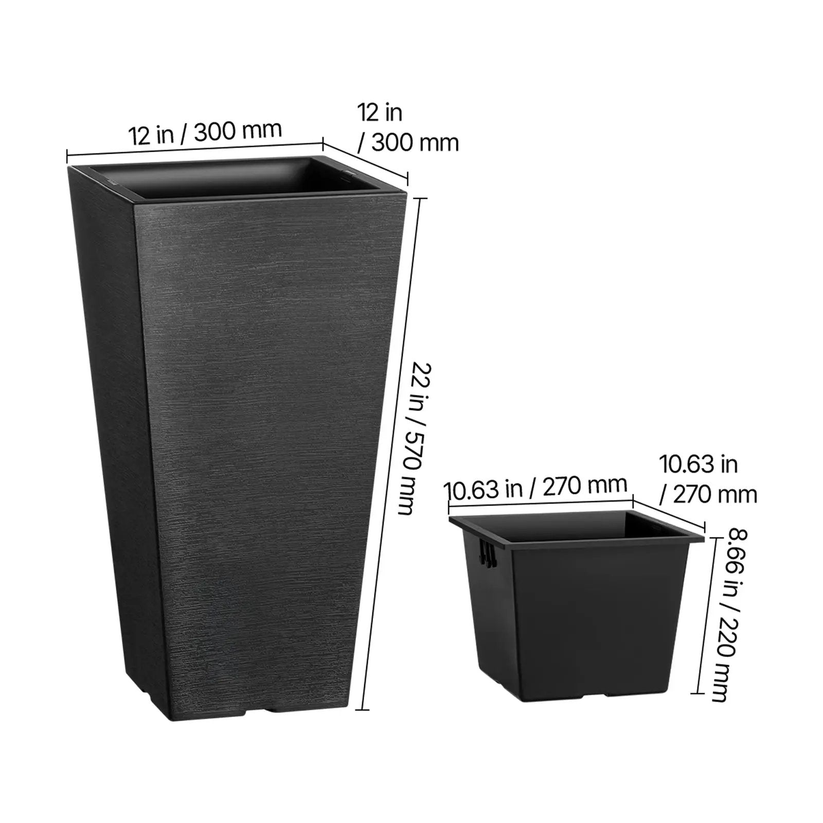 Set of 2 Tall Outdoor Planters 22 Inch by HouseOfZazla