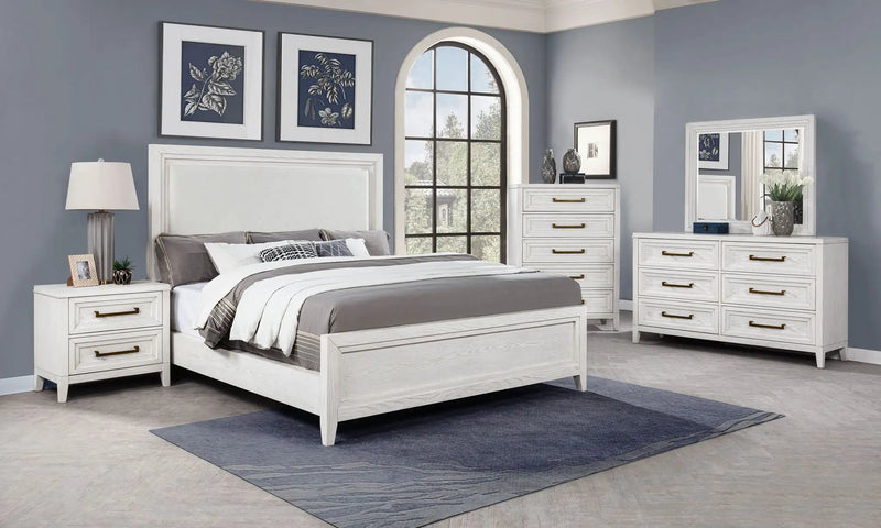 Marielle 5-piece Cal King Bedroom Set Distressed White by Unique Piece Furniture