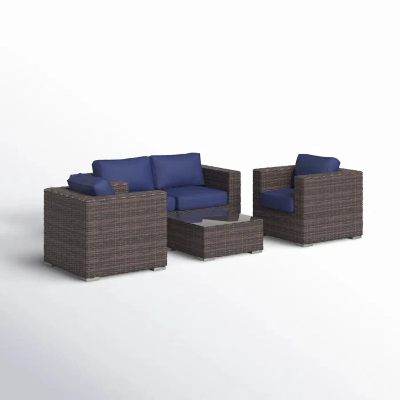 Wicker Seating Group Set With Table And Cushions by Unique Piece Furniture
