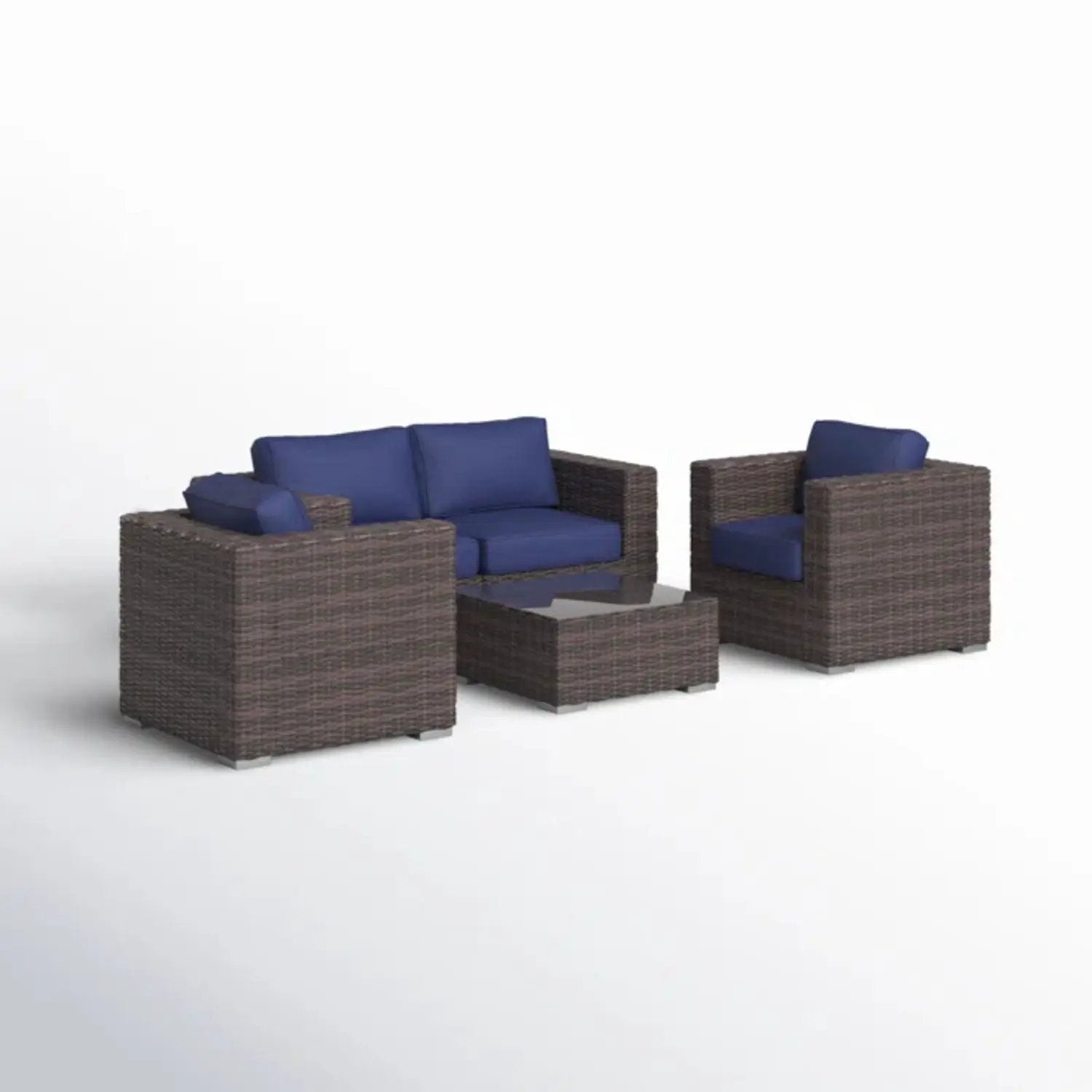 Wicker Seating Group Set With Table And Cushions by HouseOfZazla