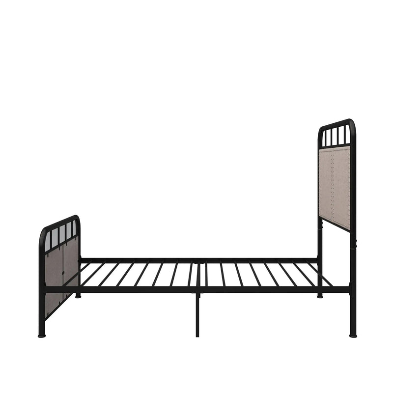 Twin Size Linen Upholstered Platform Metal Bed Frame with Fabric Headboard and Footboard by HouseOfZazla