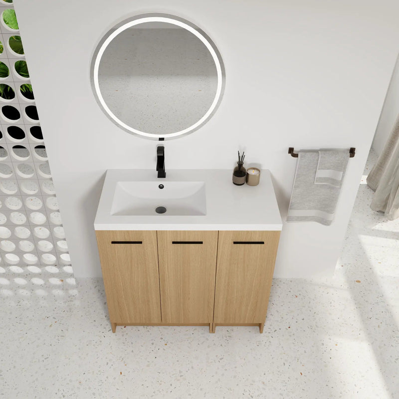 Wall Mounted Floating Bathroom Vanity With Sink, 3 Door Modular Cabinet by Unique Piece Furniture