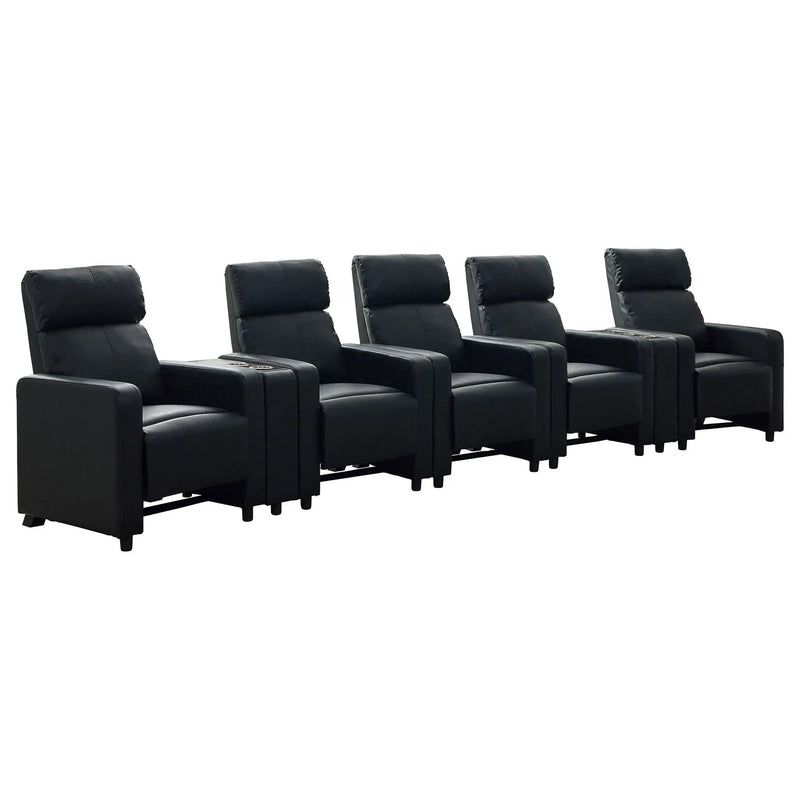 Warren - 5 Seater Home Theater With 2 Wedge Consoles - Black by HouseOfZazla