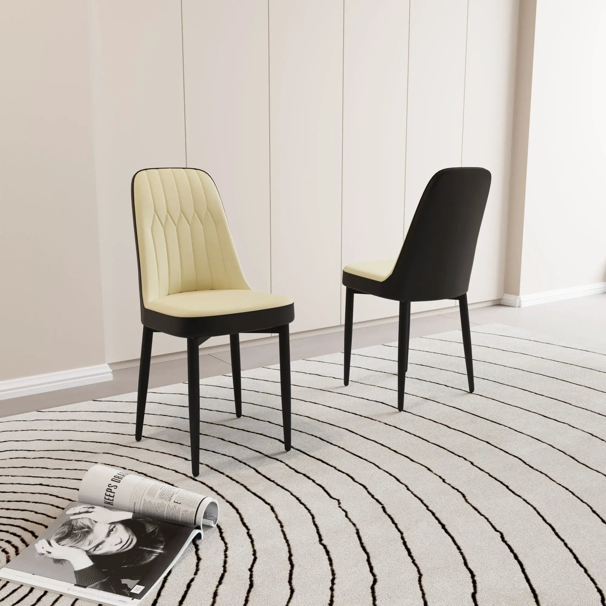 Modern Dining Chair With Cushions And Metal Legs by Unique Piece Furniture