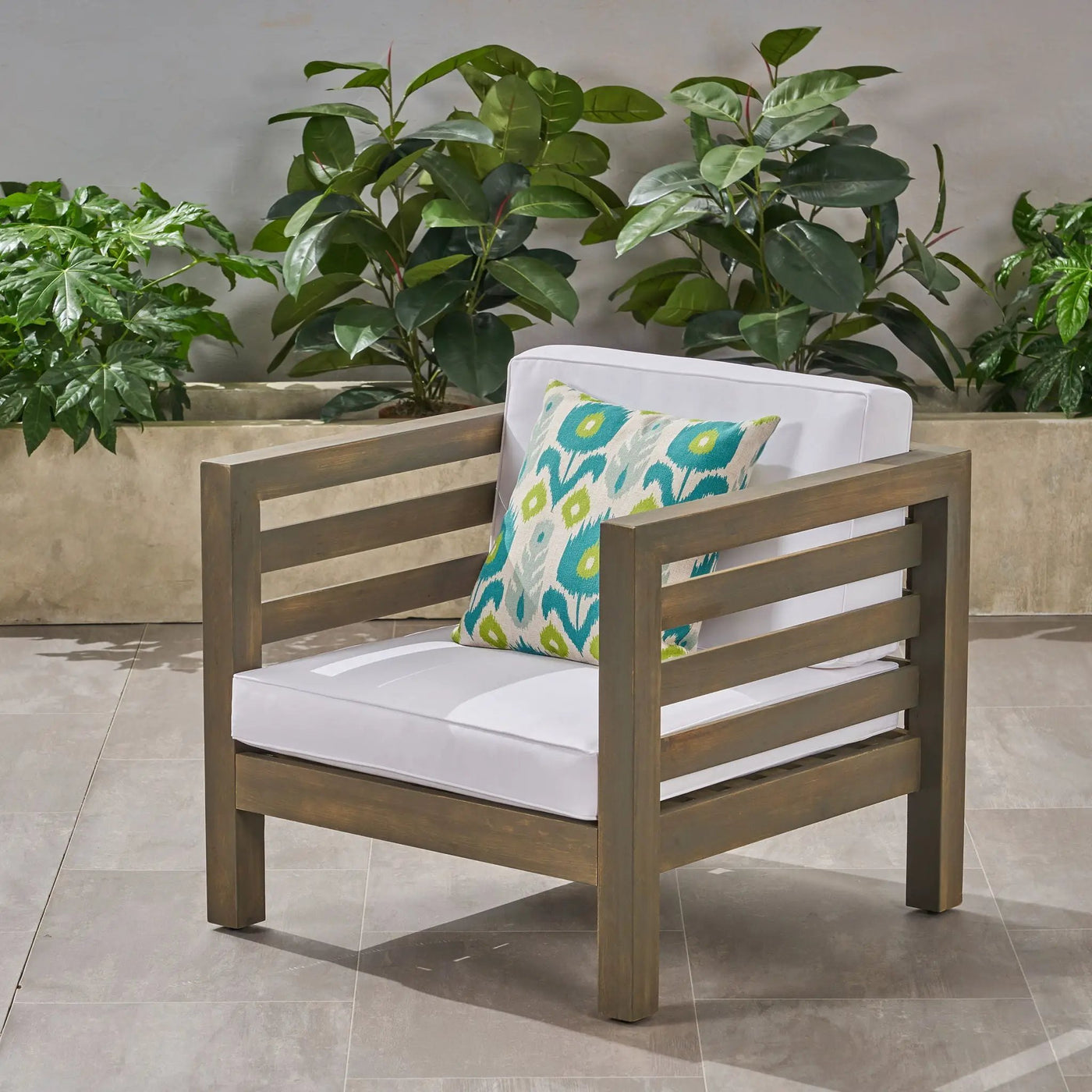 Outdoor Acacia Wood Patio Chair With Fabric Cushion by HouseOfZazla