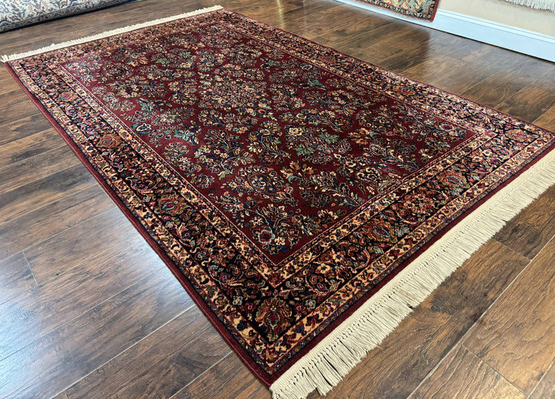 5.9 x 9 Karastan Rug Red Sarouk Rug #785, 100% Wile Pile Carpet, Original 700 Series, Vintage by Jewel Rugs