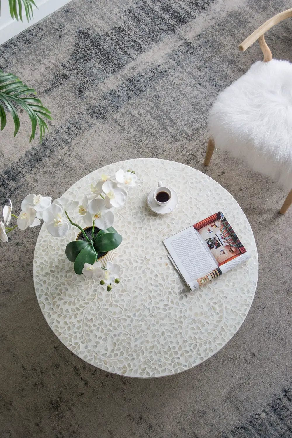 Unique Capiz Coffee Table & Pedestal Base by HouseOfZazla