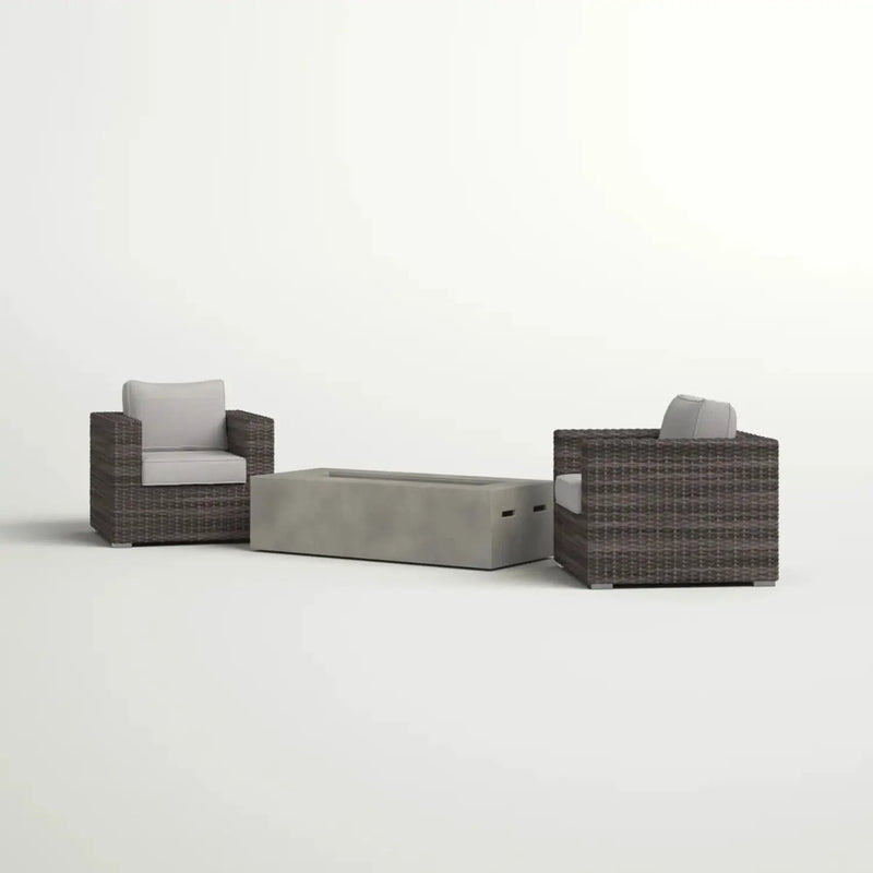 Outdoor Rattan Wicker Seating Set With Cushions 2 Person Patio Furniture - Espresso / Gray by HouseOfZazla
