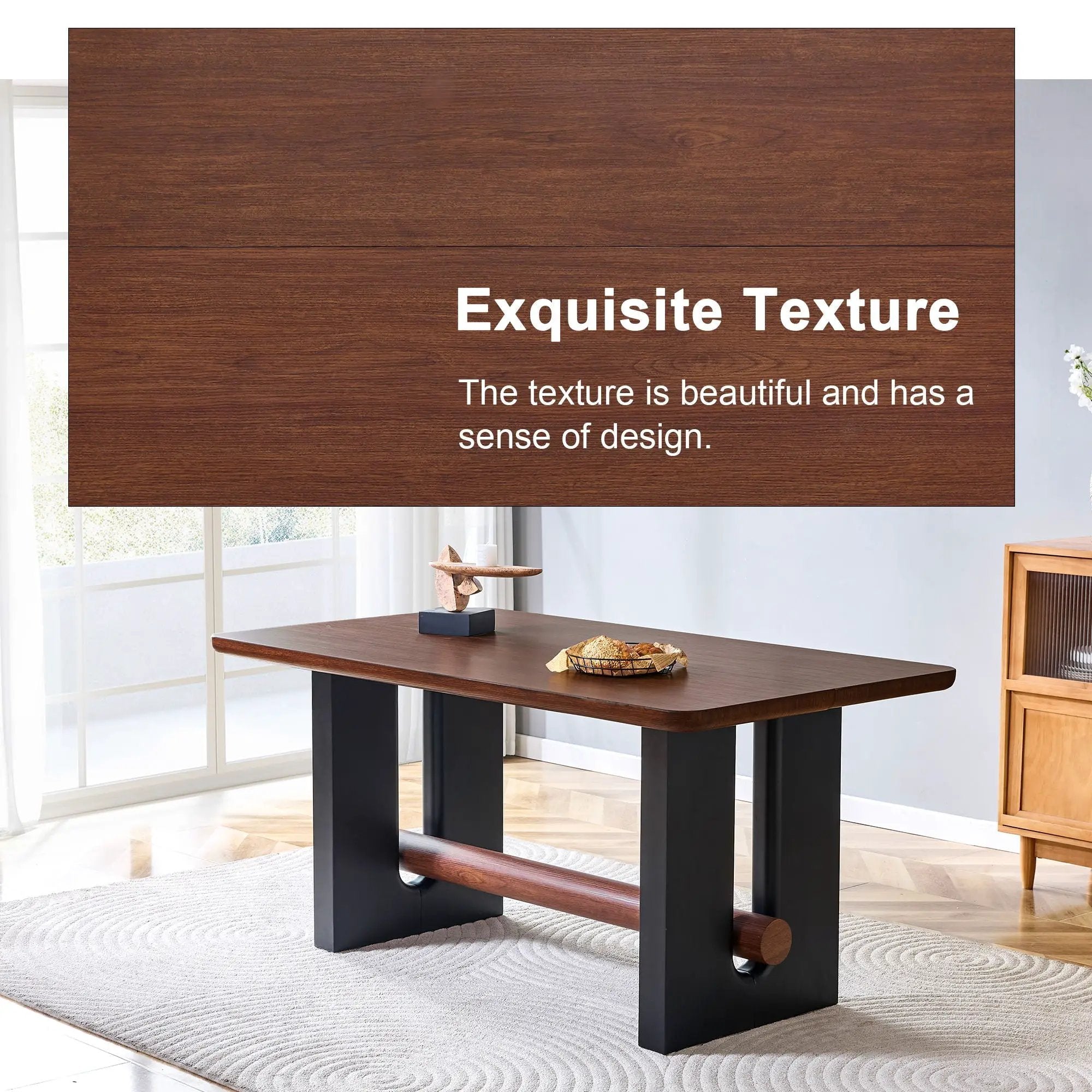 Compact Dining Table - Walnut / Black by Unique Piece Furniture