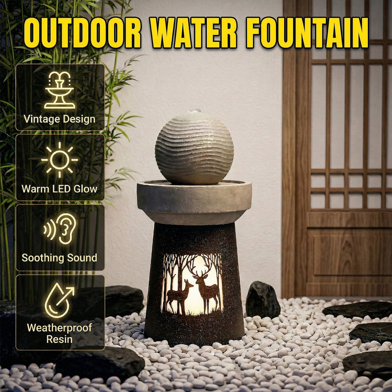 Outdoor Garden Lantern with Warm LED Light Deer Silhouette