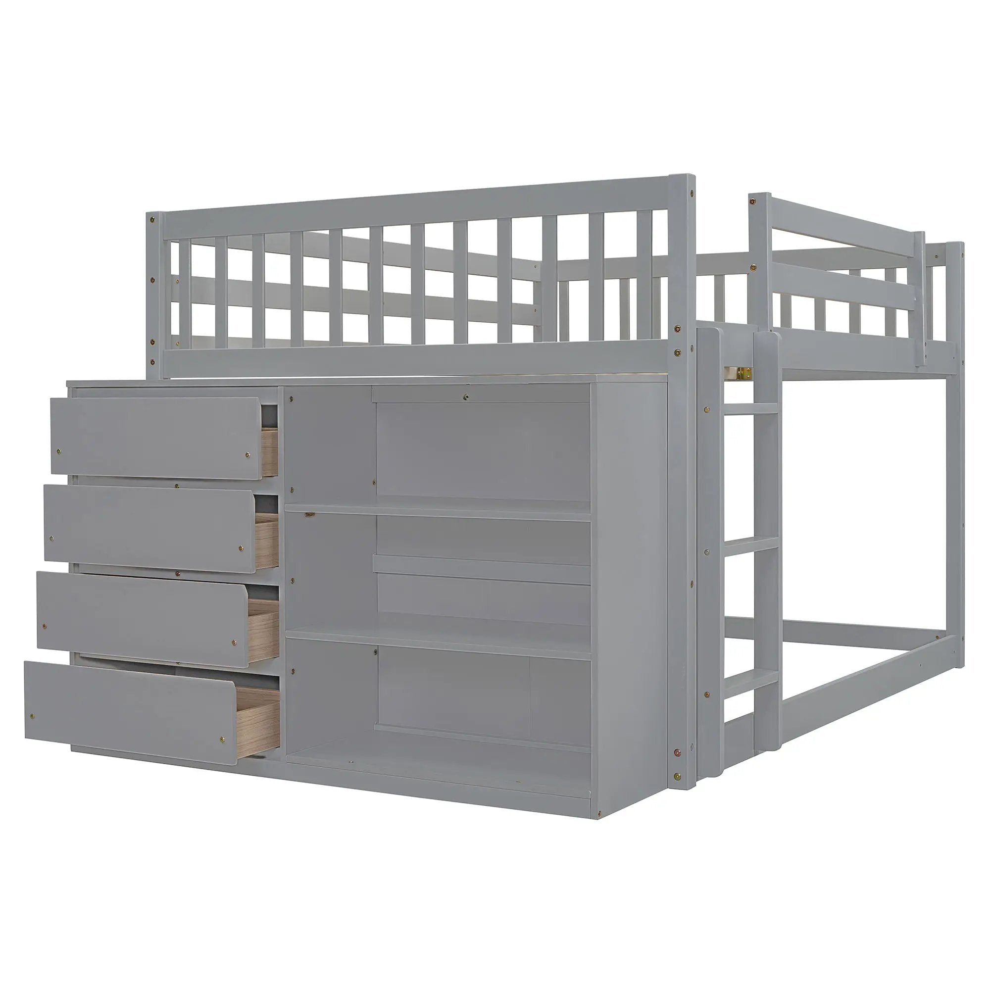 Bunk Bed With 4 Drawers And 3 Shelves by Unique Piece Furniture