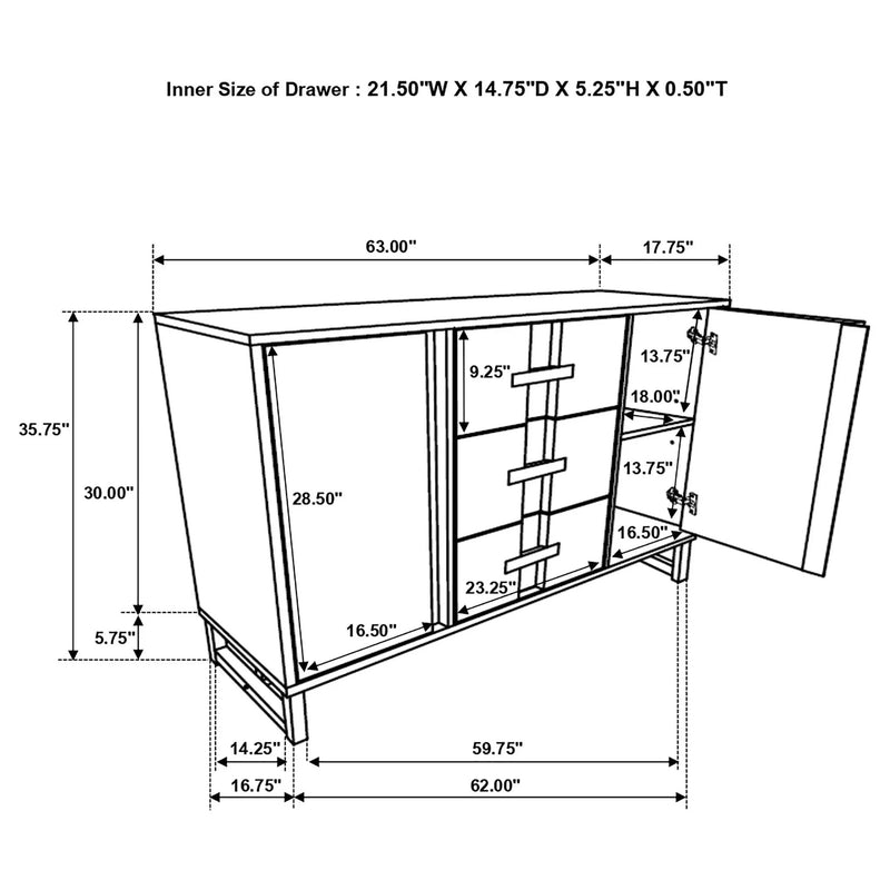Glenmoor - 3 Drawer Server With 2 Cabinets - Dark Gray by HouseOfZazla