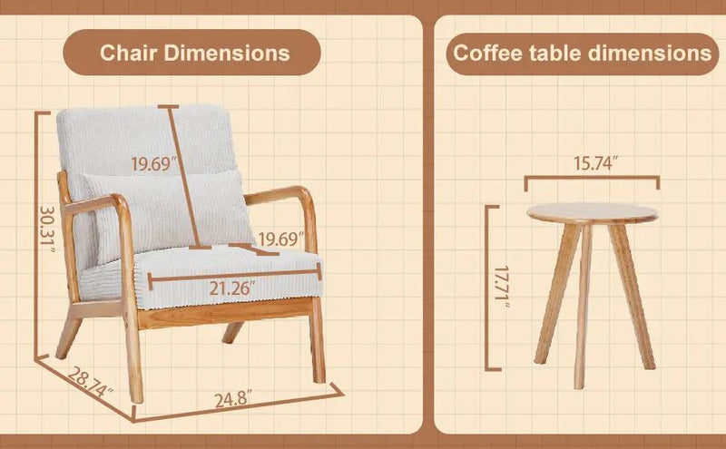 Mid-Century Modern Accent Chair & Coffee Table Set by HouseOfZazla