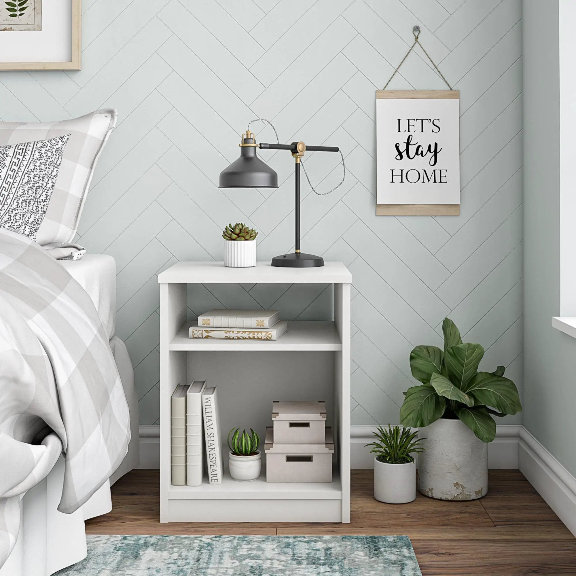 Open Shelf Nightstand - White by HouseOfZazla