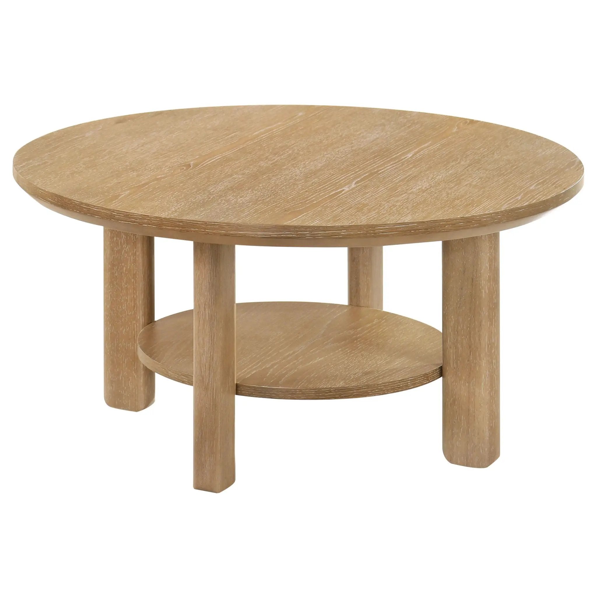 Ottowa 2-piece Round Wood Coffee Table Set Light Oak by Unique Piece Furniture
